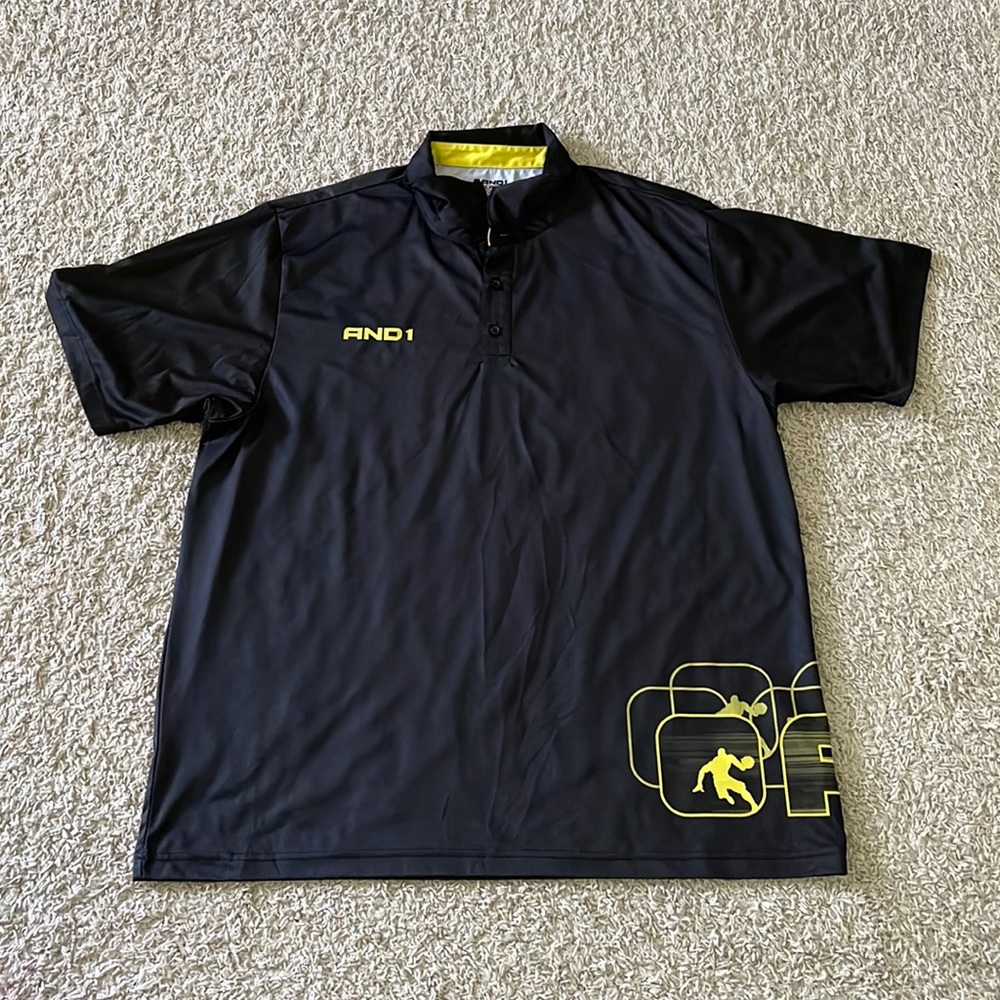EUC Men’s And1 Black/Neon Yellow Short Sleeve Polo Size 2xl